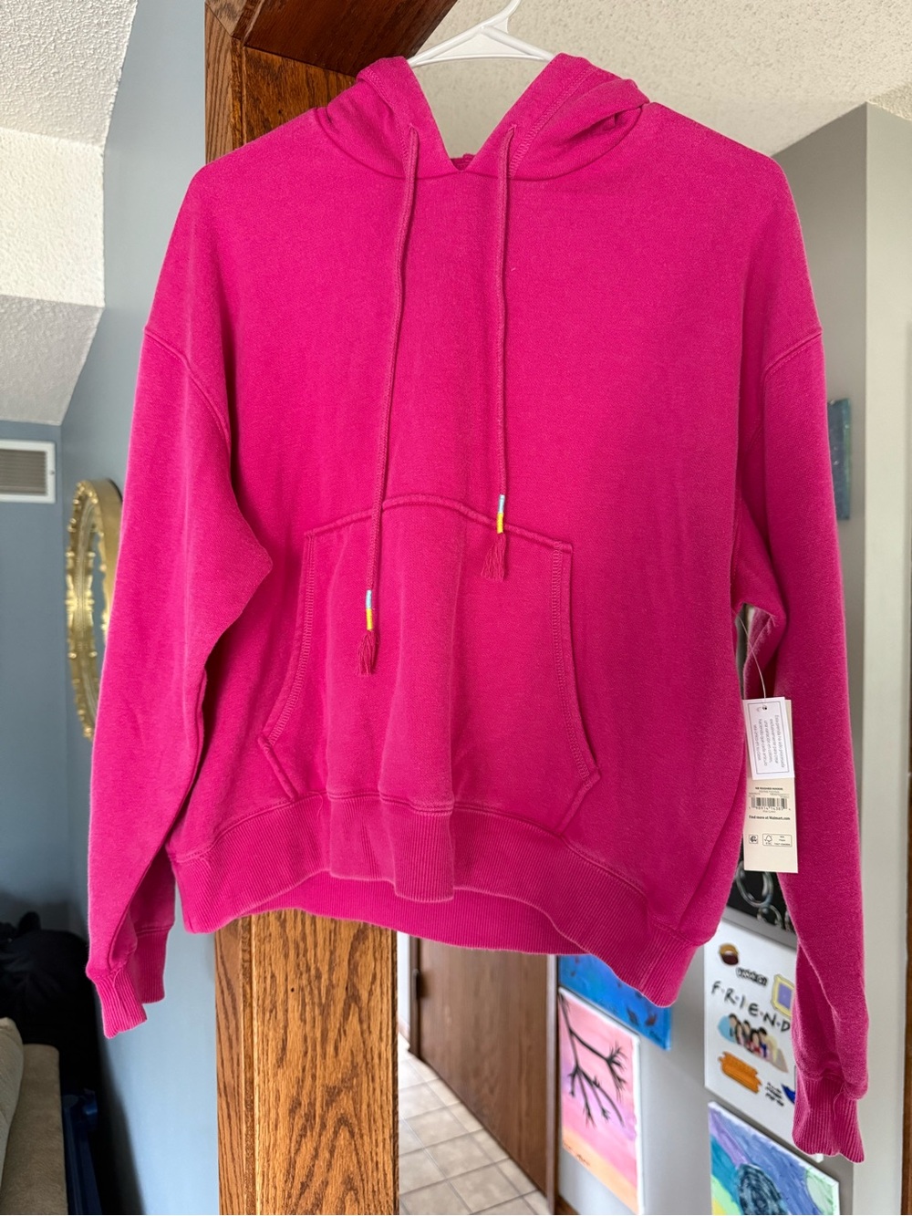 Pink Hooded Pullover Sweatshirt
